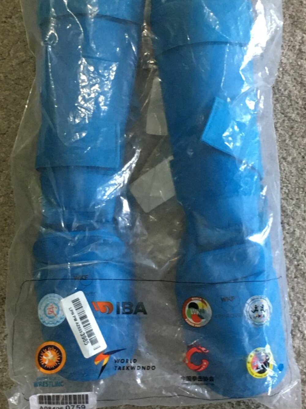 NEW Wesing WKF Karate Shin & Instep Guards Small - Blue